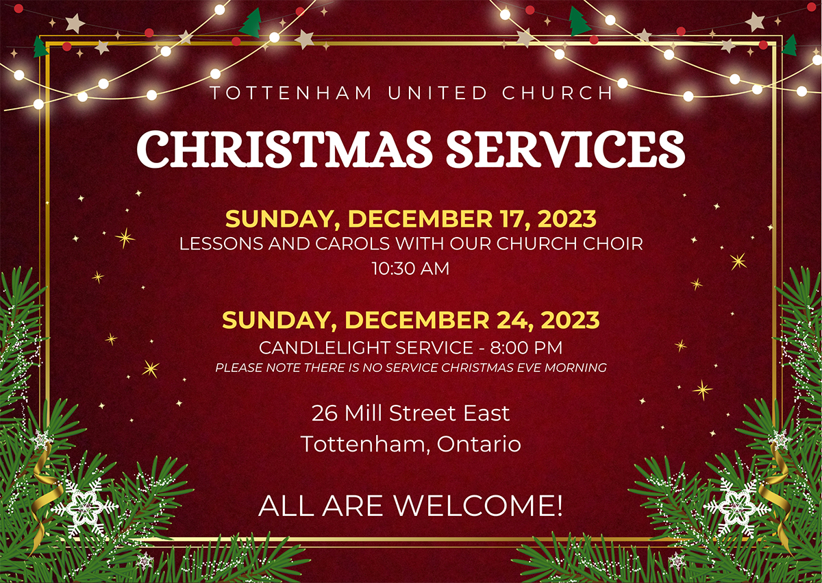 Christmas Eve Service 8 PM at Tottenham United Church